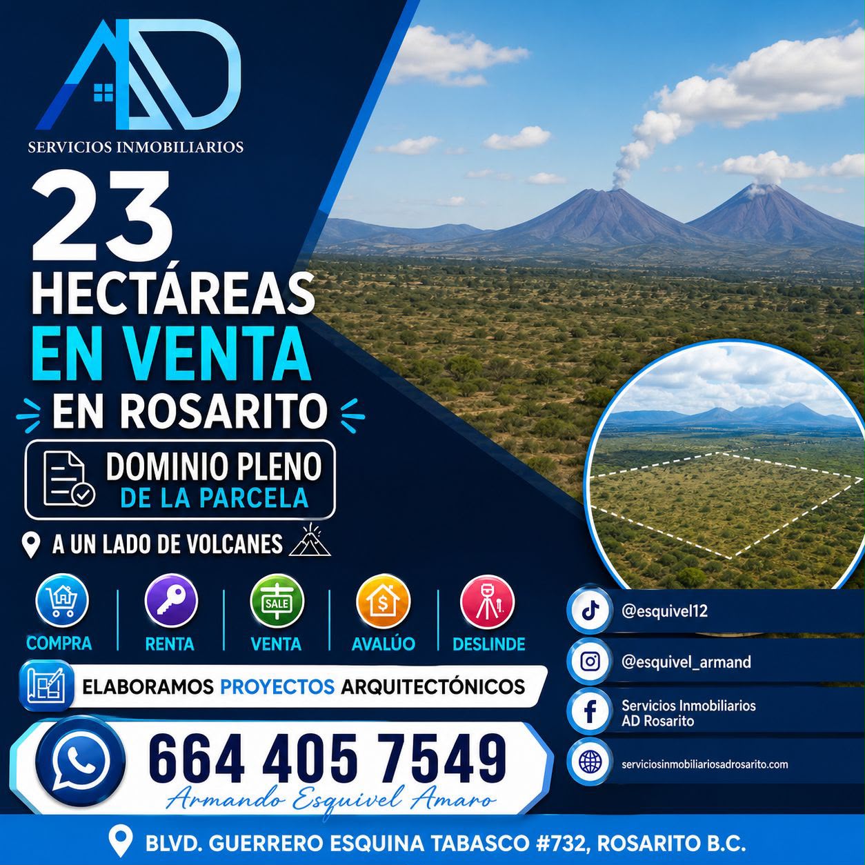 23 Hectáreas en Venta en Rosarito.